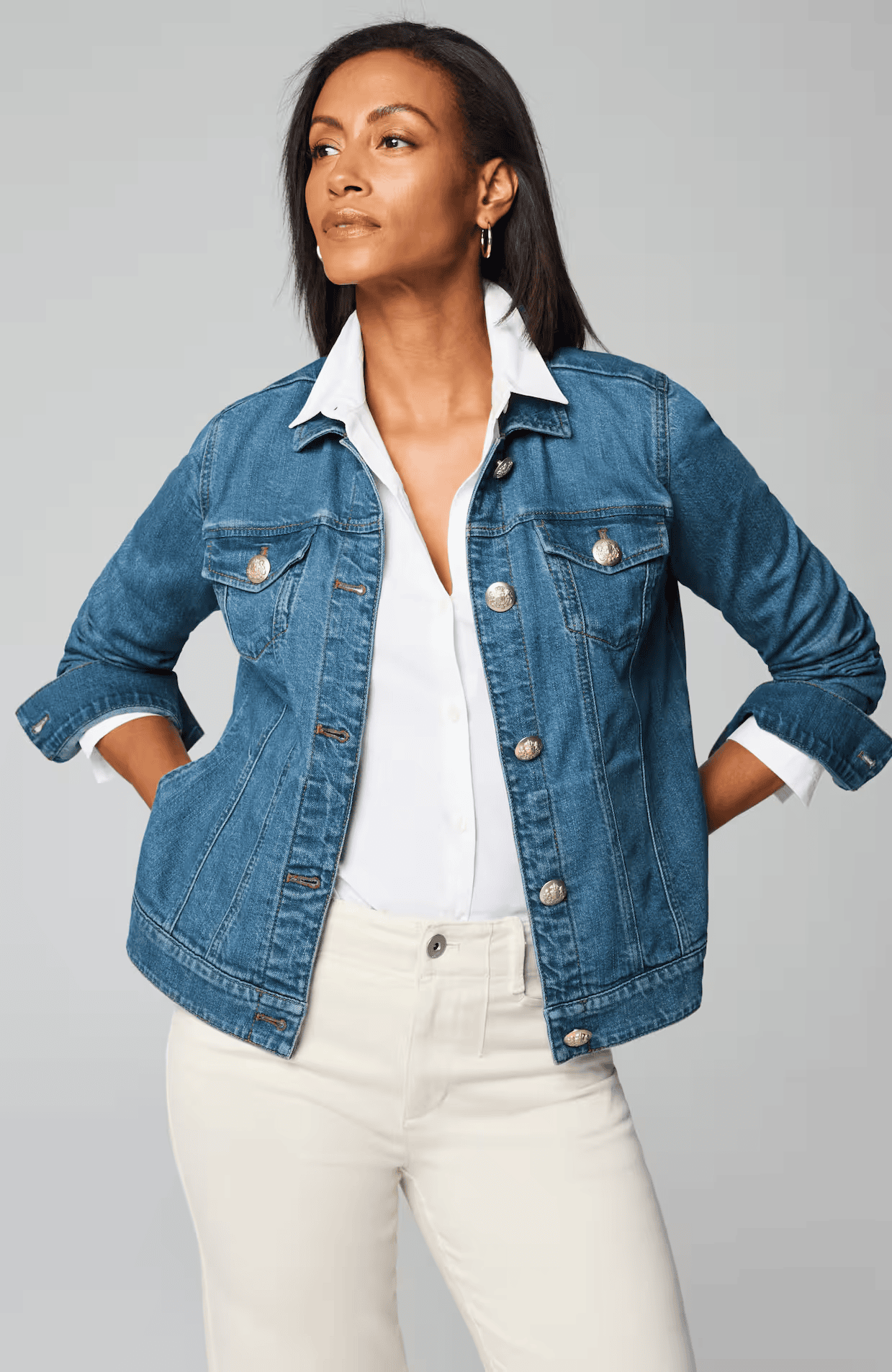 J. Jill Button-Front Denim Jacket