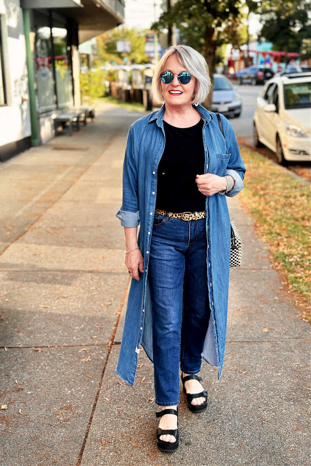 DENIM DRESS STYLED ON WOMAN OVER 50