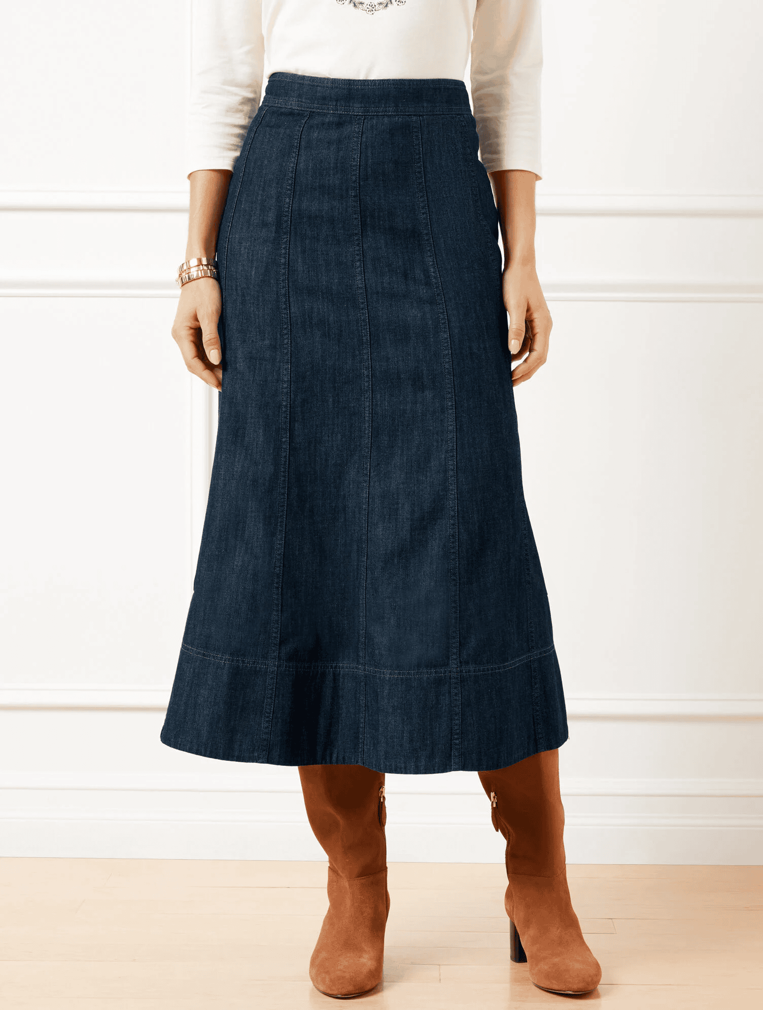 Denim Fit & Flare Skirt