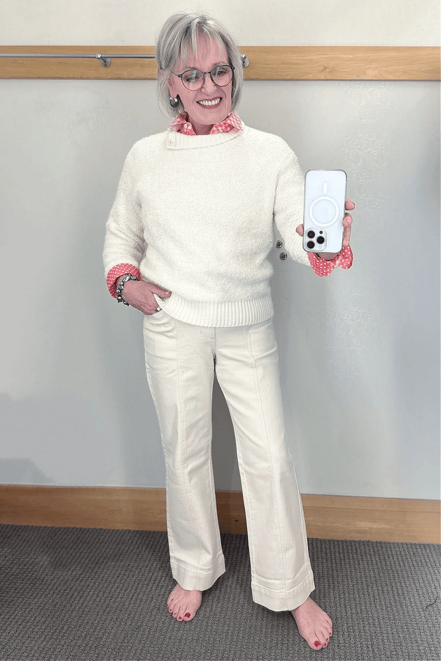 WHITE TAN ECRU IVORY TROUSERS FOR WOMEN OVER 60