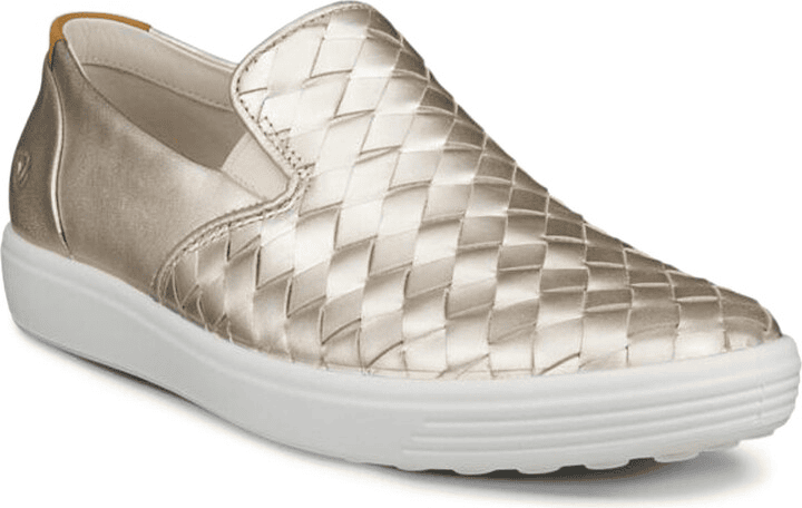 SHINY METALLIC SLIP ON SNEAKER FOR WOMEN OVER 50