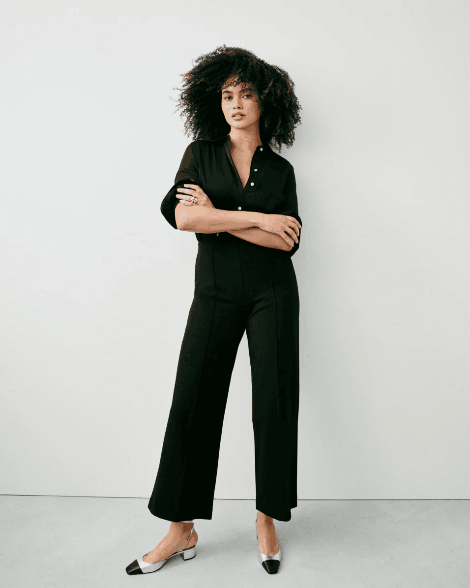 BLACK CROPPED WIDE LEG PANTS SPANX