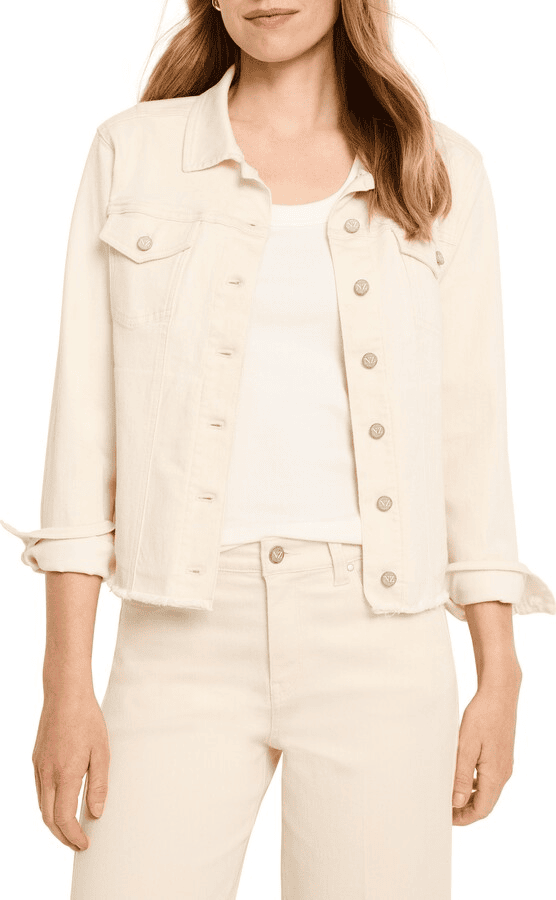 CREAM IVROY WHITE DENIM JACKET FOR WOMEN OVER 50