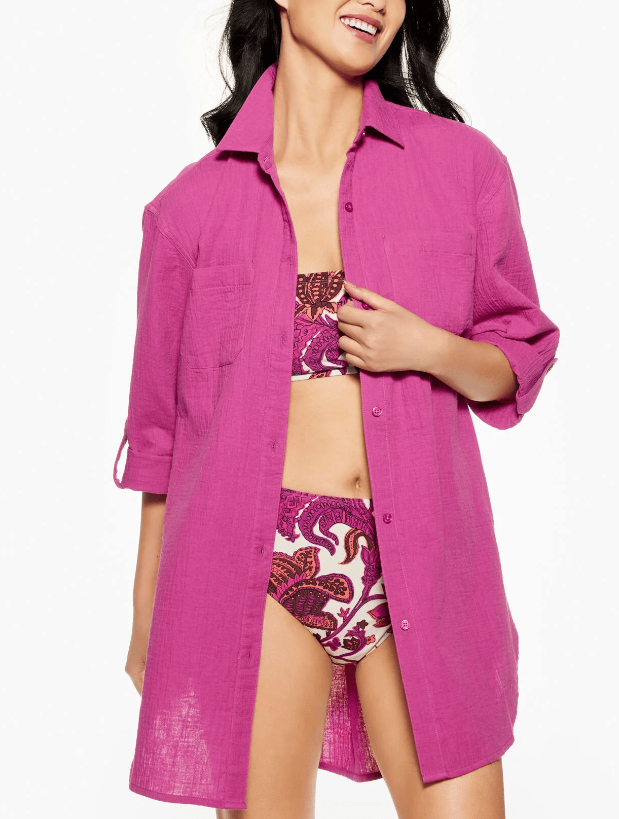 Talbots Aqua Club Gauze Shirt Cover-Up