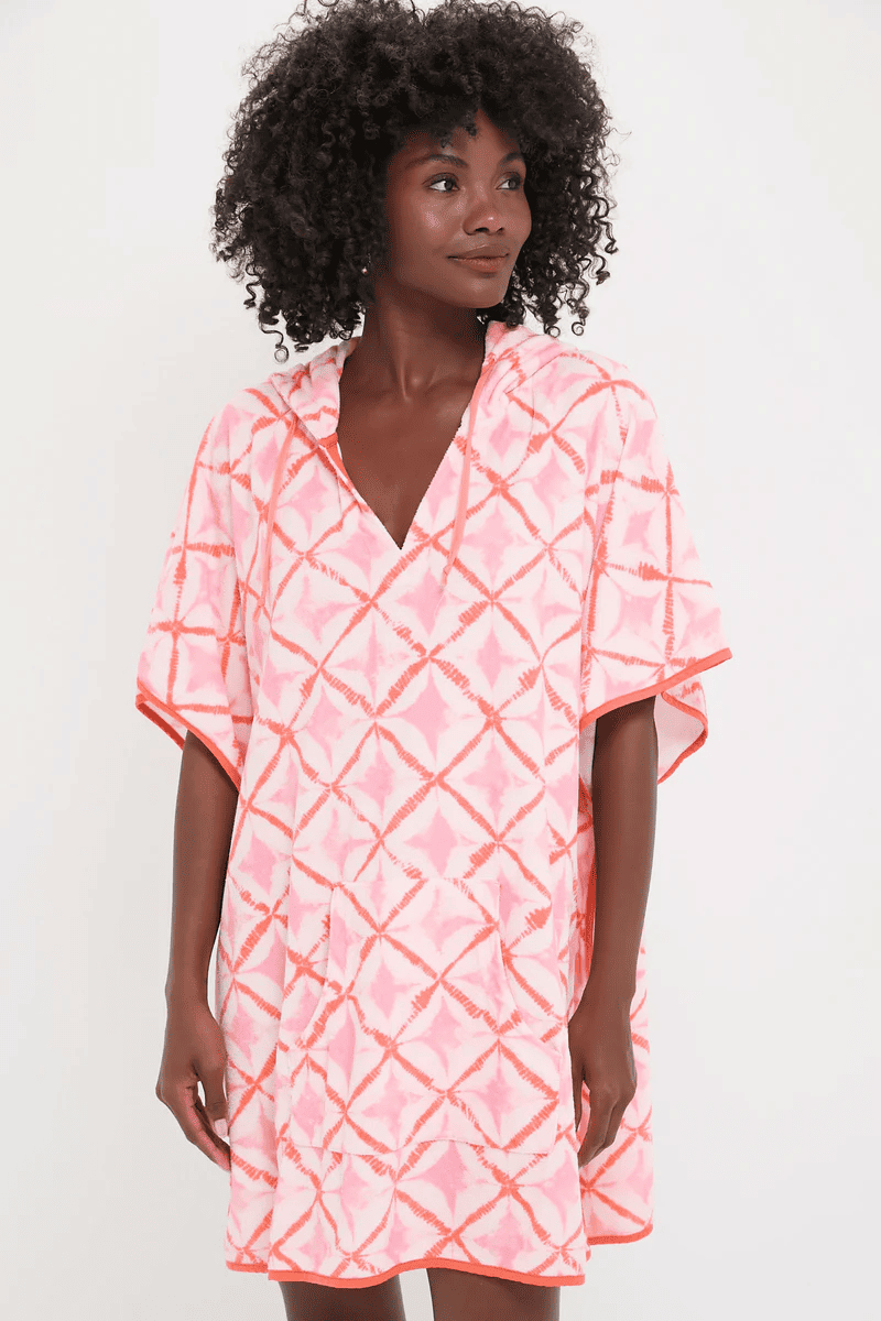 Tuckernuck Coral Medallion Terrycloth Cabana Coverup Fashionable for Women over 60