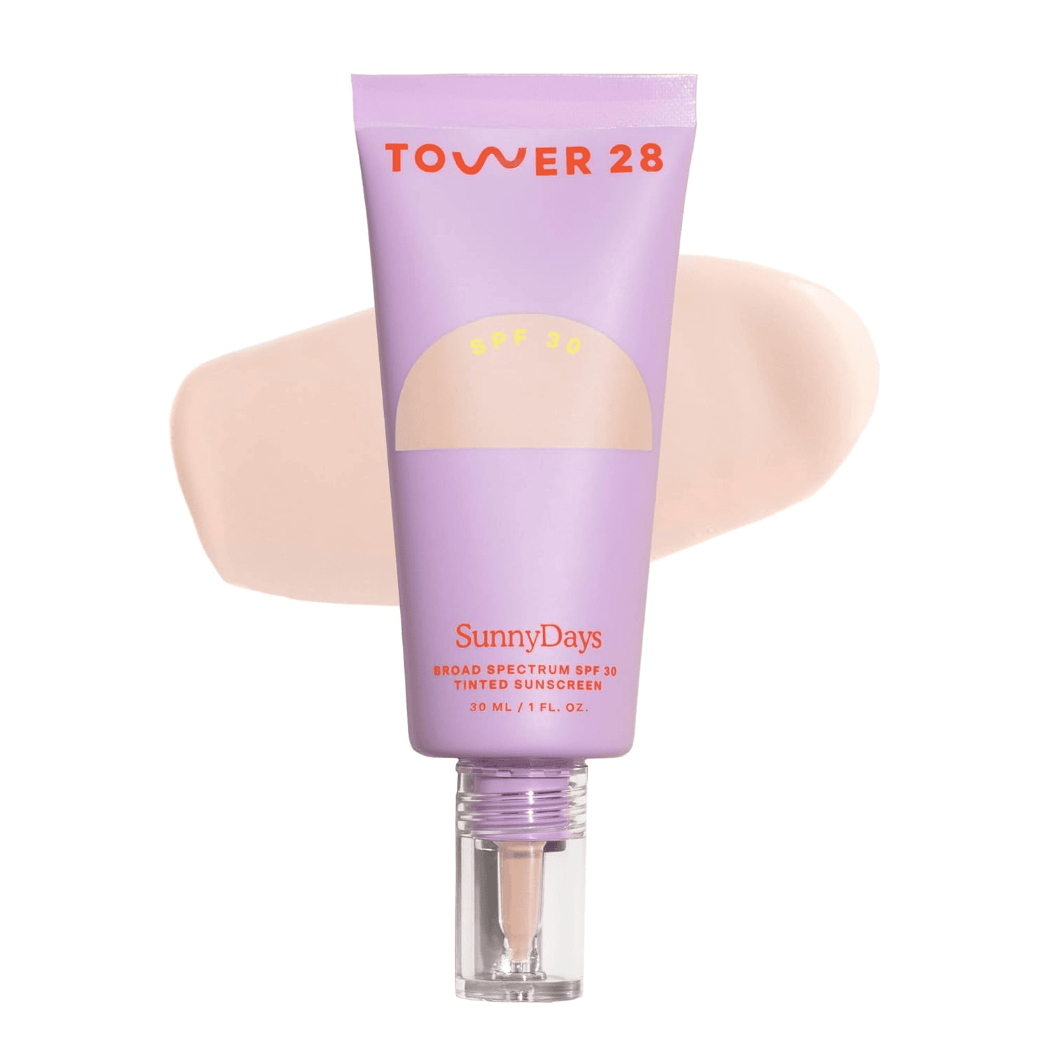 Tower 28 SunnyDays tinted SPF foundation tube, clean and fragrance-free formula for sensitive mature skin