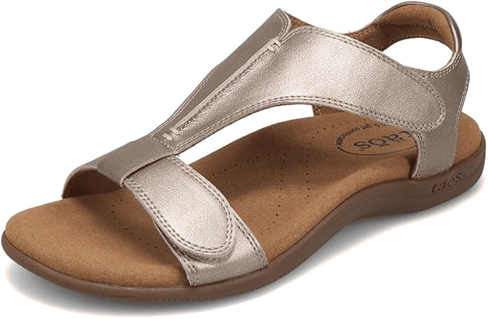 Taos The Show Sandal cushioned sandal in metallic finish for all day comfort