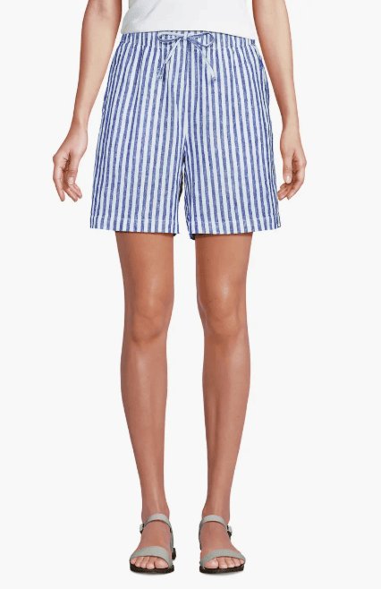 LANDS' END LINEN HIGH RISE PULL ON SHORTS