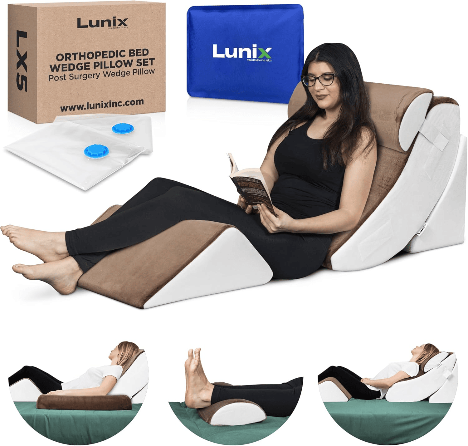 Orthopedic Bed Wedge Pillow Set for At Home Surgery Recovery