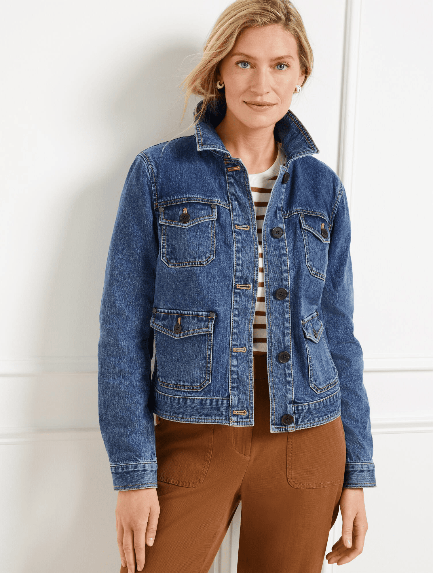 TALBOTS EARLY FALL STUDIO CHORE JACKET IN BROOKLYN WASH