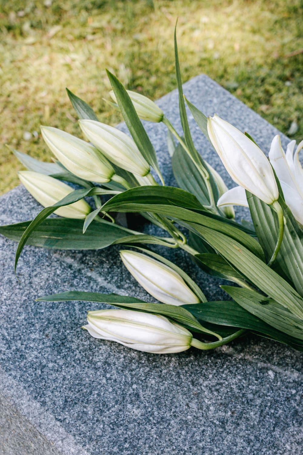 Flowers on grave at funeral