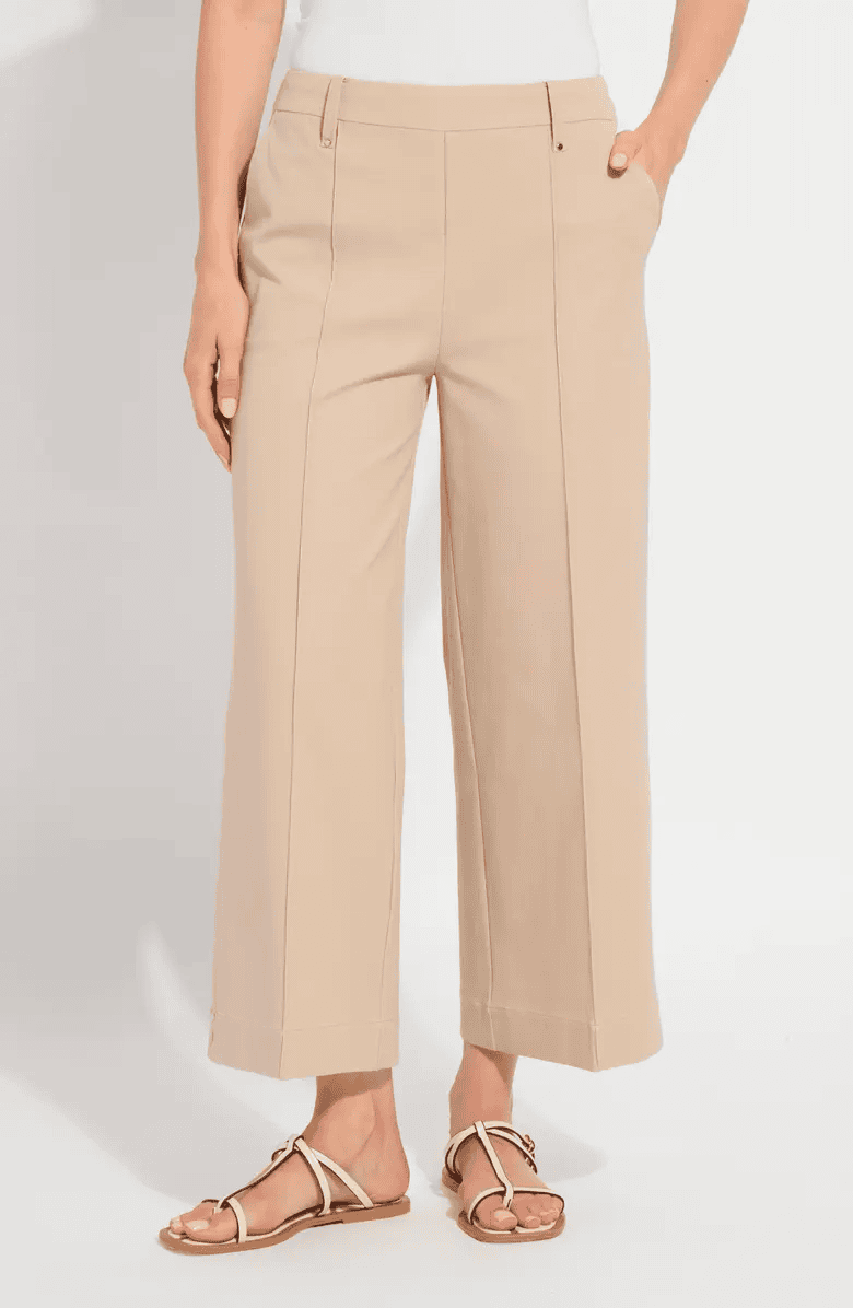 Lysse Pull-On Wide Leg Twill Pants